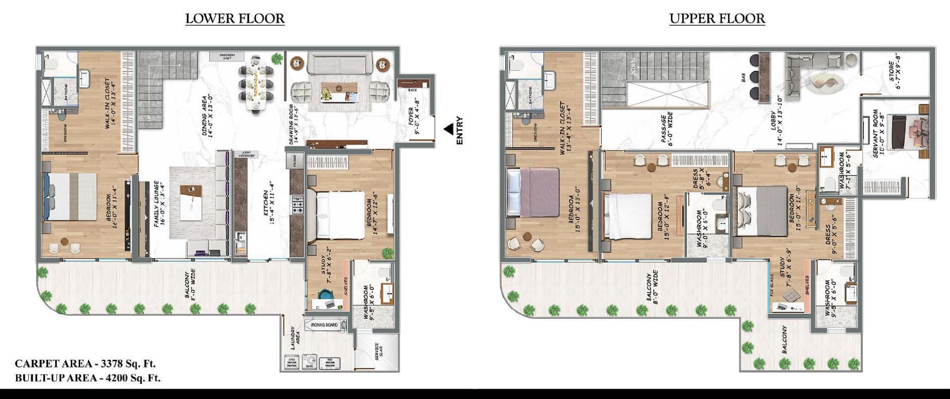 Jalandhar Heights III floor plan: Duplex – 4,200 sq ft, Blocks D-I, D-II, D-III, D-IV