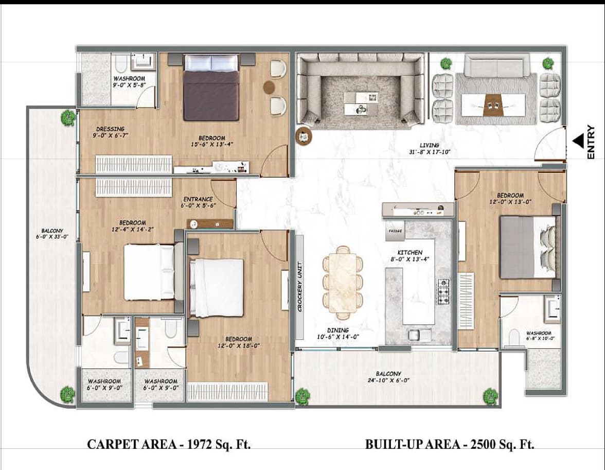 Jalandhar Heights IV floor plan: 4 BHK – 2,500 sq ft, Blocks D, E, F