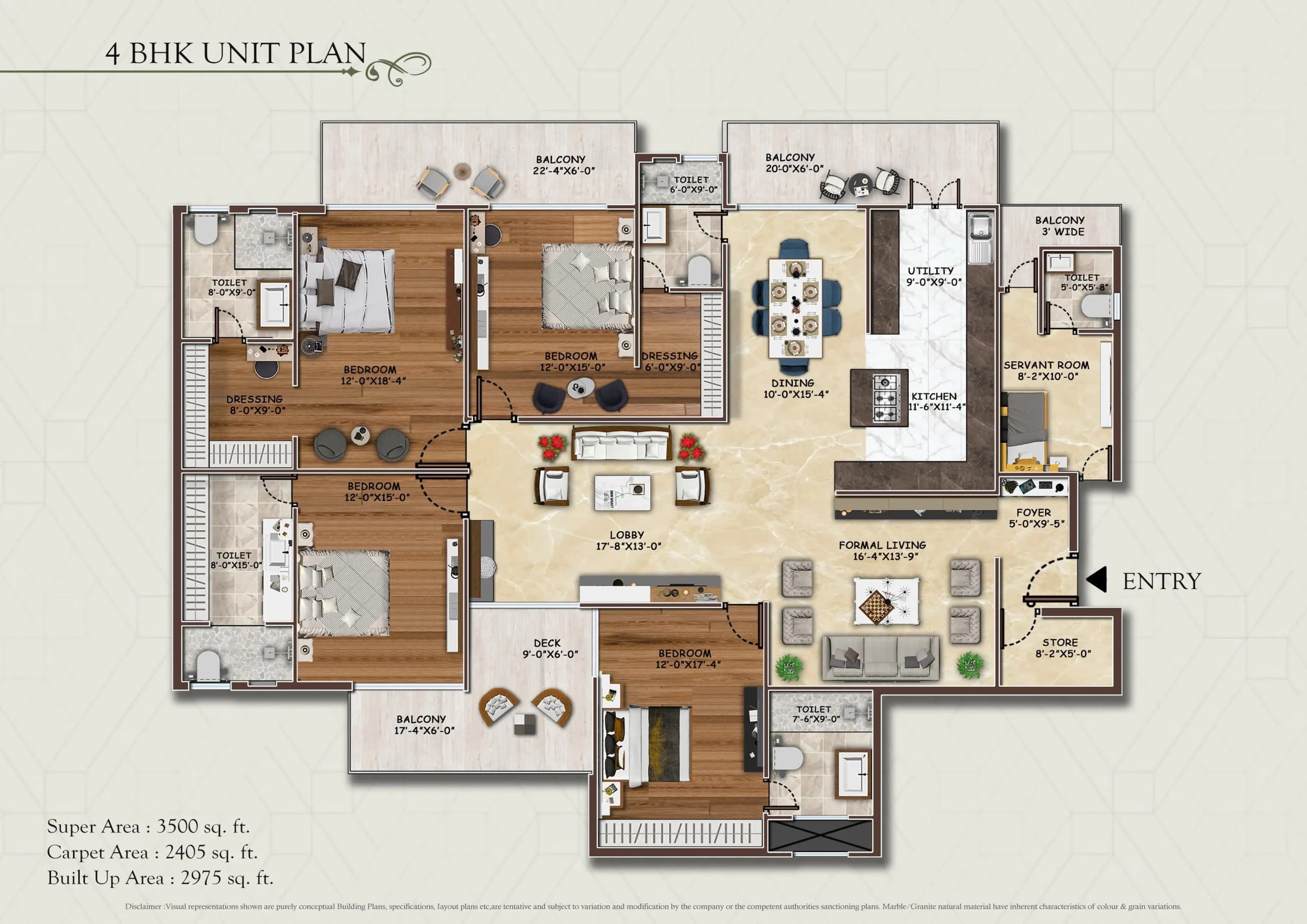 AGI Sky Villas floor plan: 4 BHK – 3,500 sq ft