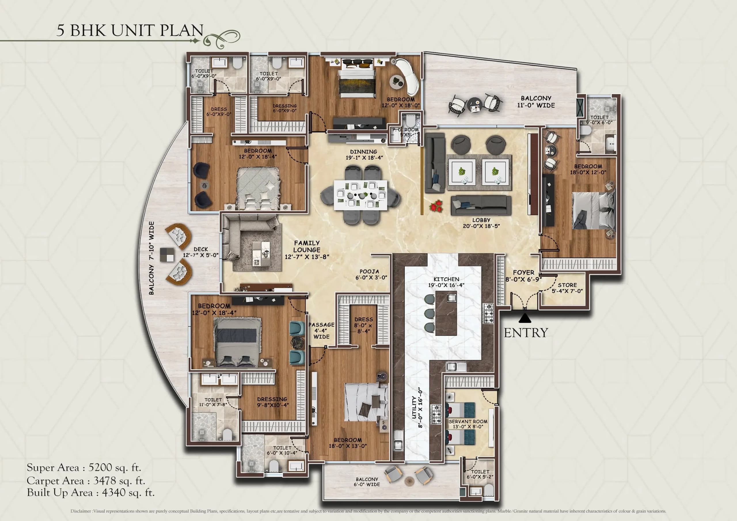 AGI Sky Villas floor plan: 5 BHK – 5,200 sq ft