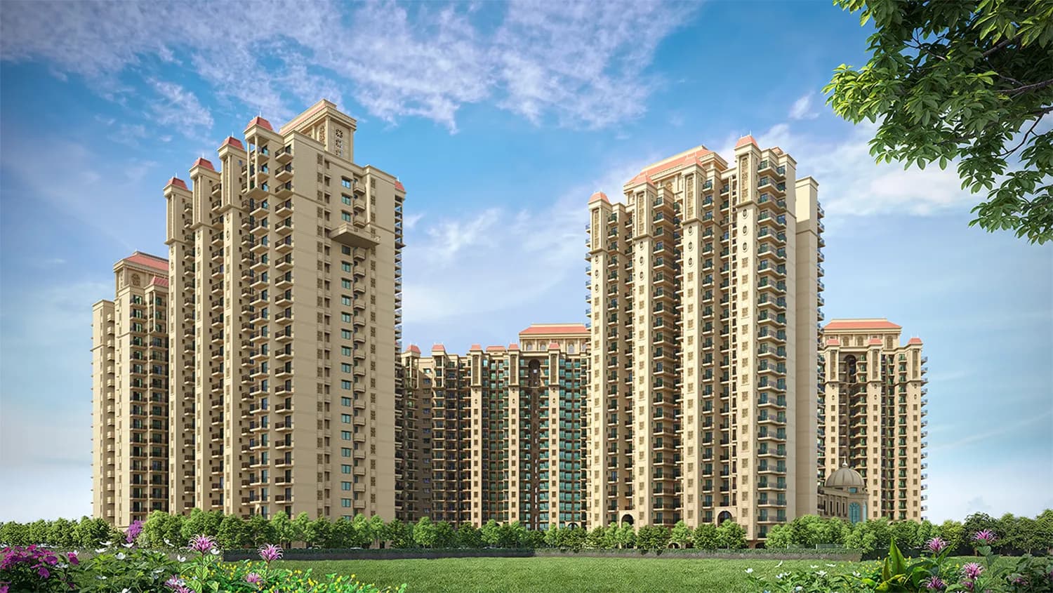 Mexmon Dreams towers above the landscaped grounds (render)