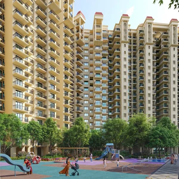 Children's play area beside the Mexmon Dreams towers (render)