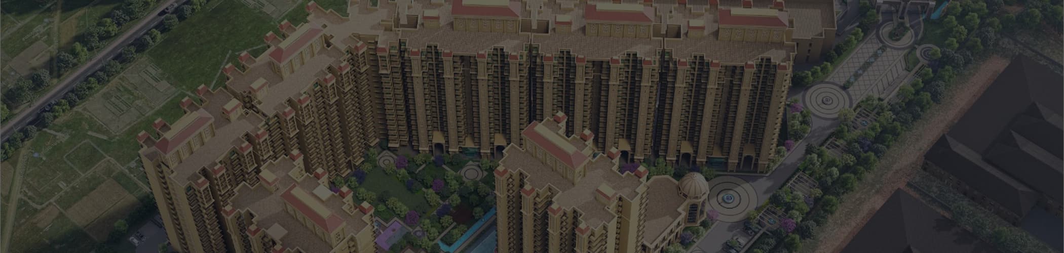 Aerial panorama of the Mexmon Dreams towers (render)