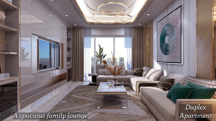 Family lounge in a Jalandhar Heights III duplex